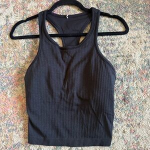 Lulu Black Ribbed Tank Top